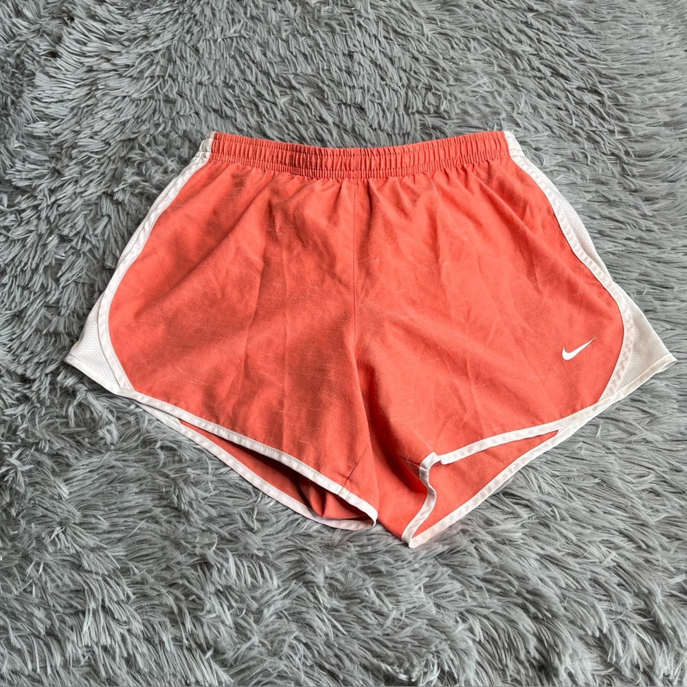 Nike Shorts Dri Fit Girls Large Peach White Drawstring Waist Logo Lined